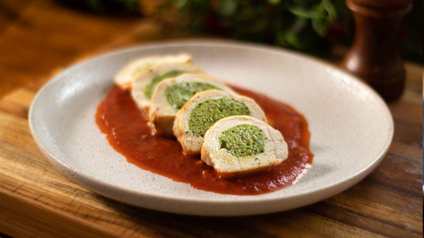 Chicken breast filled with a Goat Cheese and spinach filling